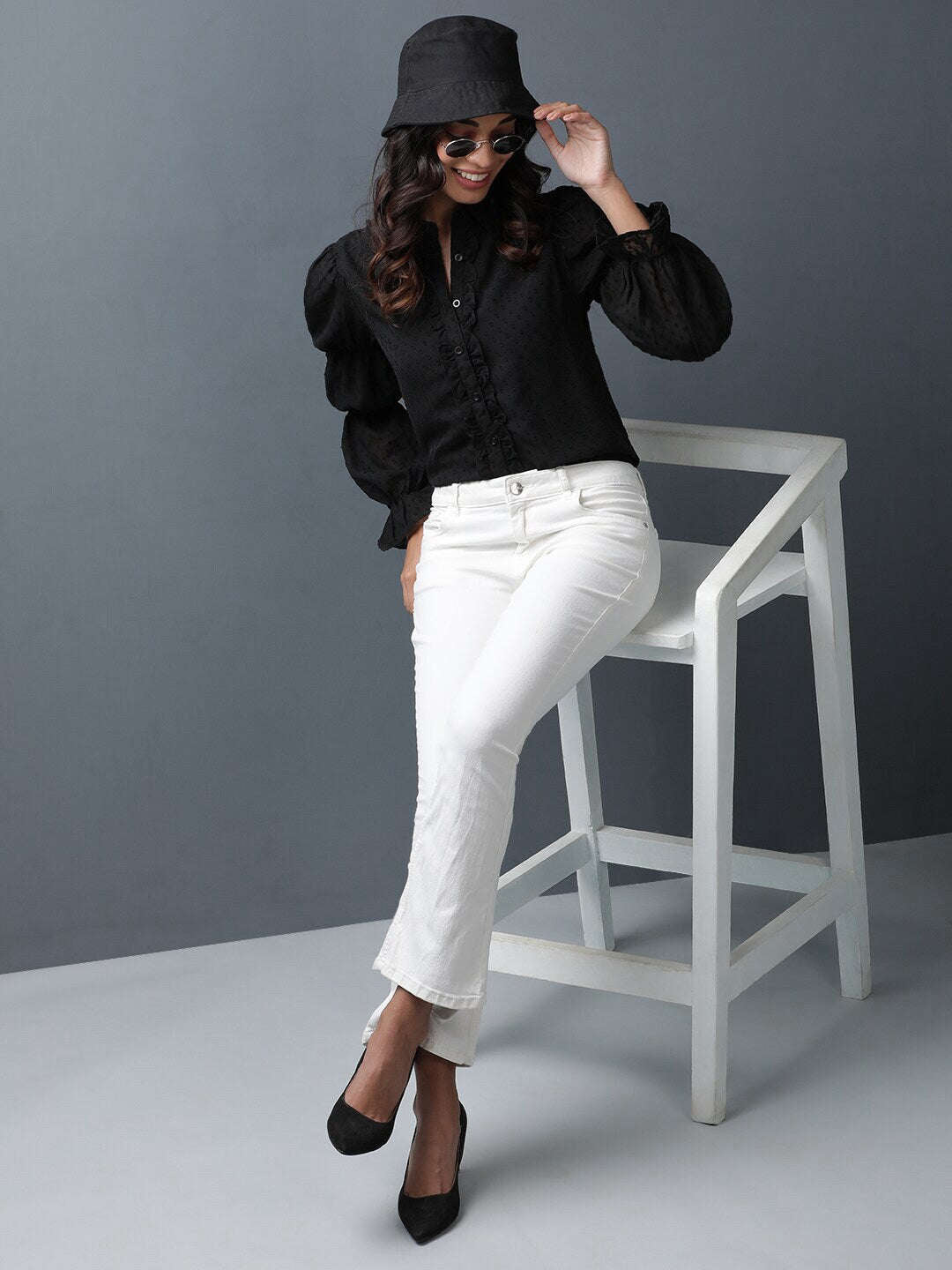 Women's Sheer Ruffle Shirt