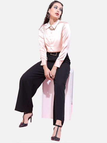 Women's Solid Satin Shirt