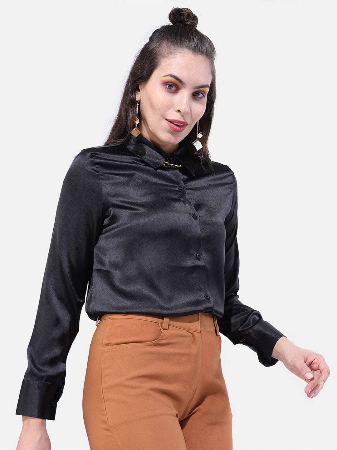 Women's Solid Satin Shirt