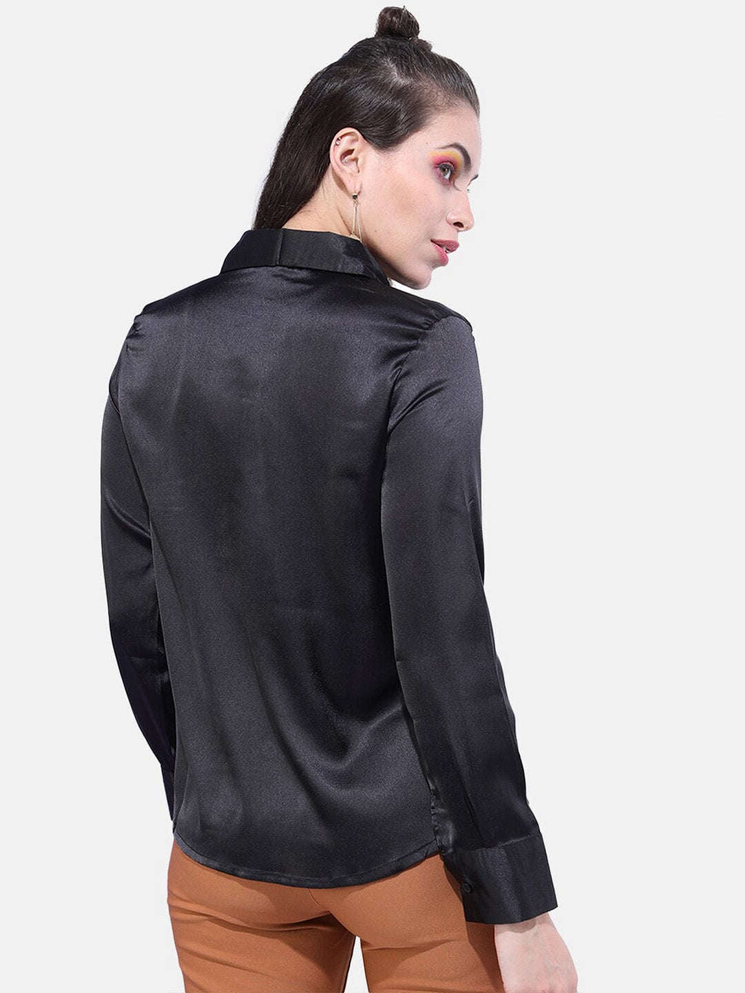 Women's Solid Satin Shirt