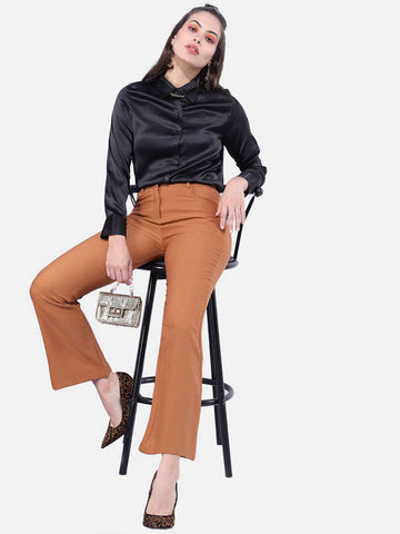 Women's Solid Satin Shirt