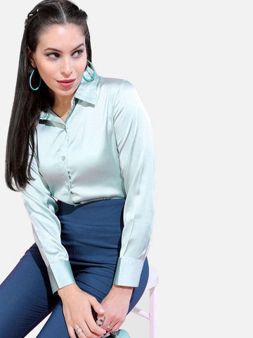 Women's Solid Satin Shirt