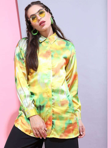 Women's Abstract Printed Oversized Shirt