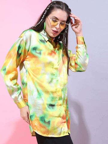Women's Abstract Printed Oversized Shirt