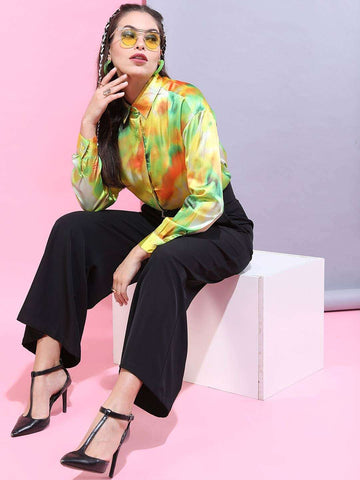 Women's Abstract Printed Oversized Shirt