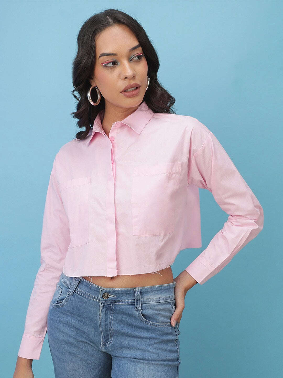 Women's Cropped Solid Shirt