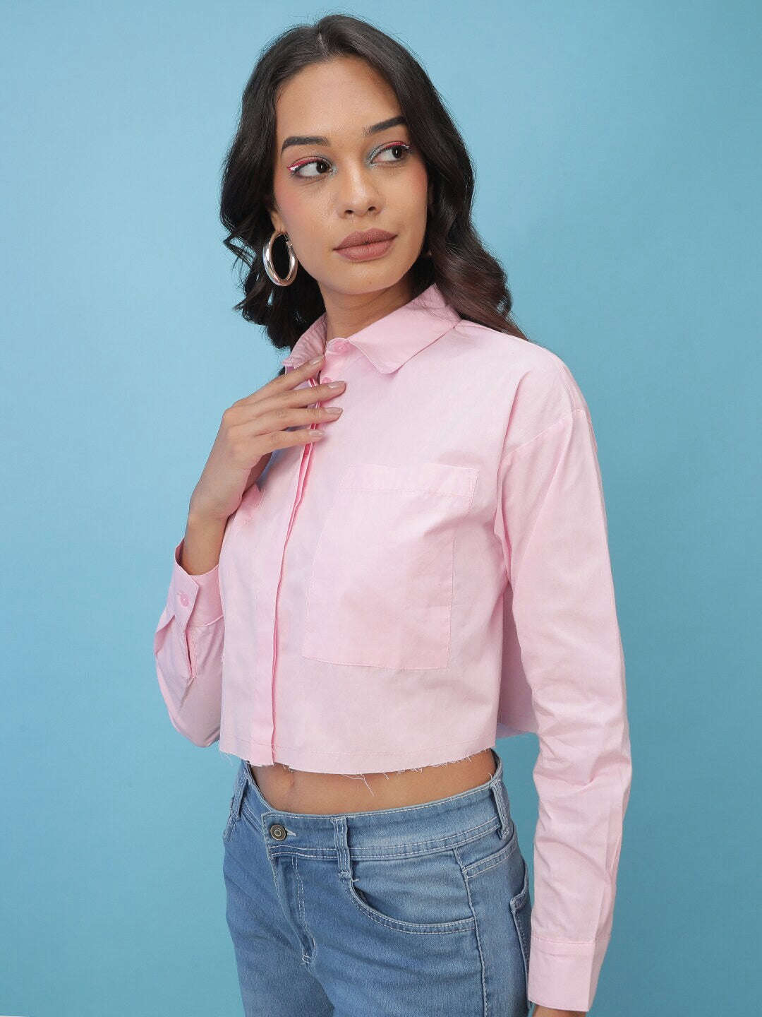 Women's Cropped Solid Shirt