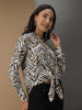 Women's Animal Printed Front Tie Up Shirt