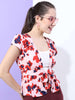 Women's Floral Printed Top With Waist Tie Up