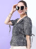 Women's Printed Top With Sleeve Tie Up