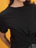 Women's Solid T-Shirt With Knotted Front