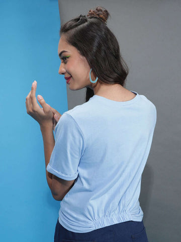 Women's Solid T-Shirt With Knotted Front