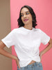 Women's Solid T-Shirt With Knotted Front