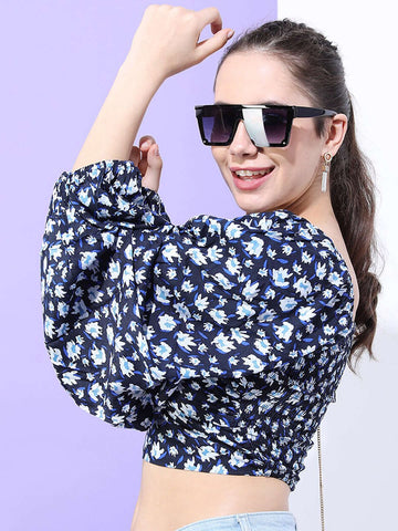 Women's Ditsy Printed Sweetheart Neck Top