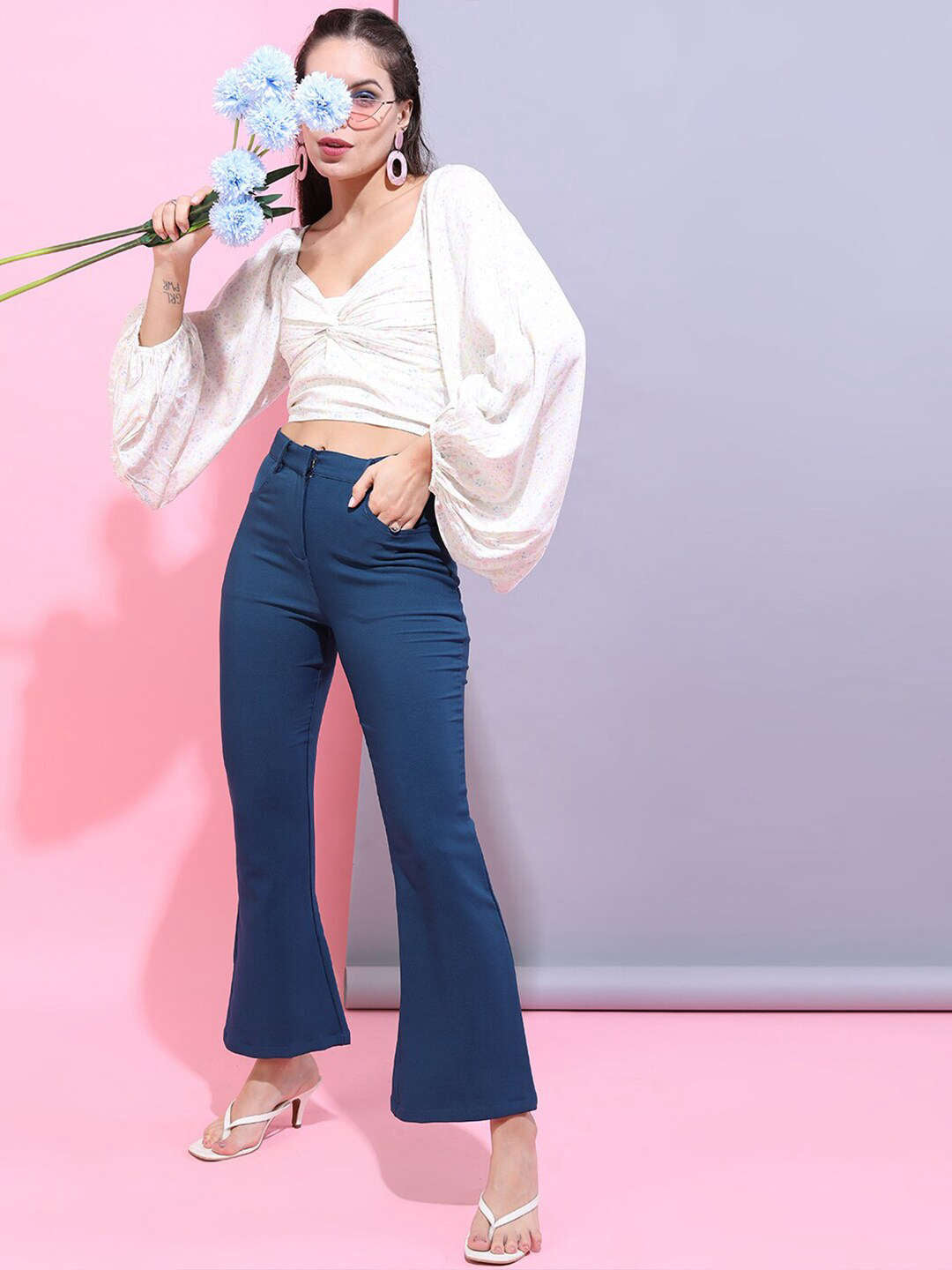 Women's Ditsy Printed Sweetheart Neck Top