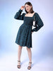 Women's Smocked Printed Flare Dress