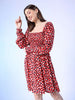 Women's Smocked Printed Flare Dress