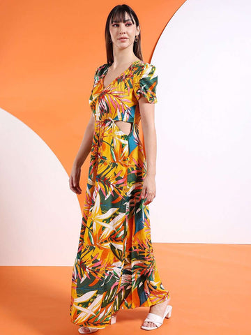 Women's Waist Cut Out Long Dress