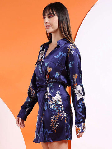 Women's Fit And Flare Waist Pleated Dress