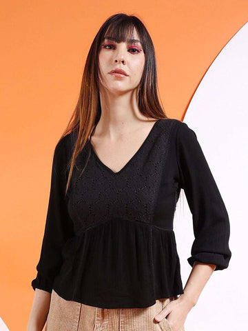 Women's Fit And Flare Empire Waist Top