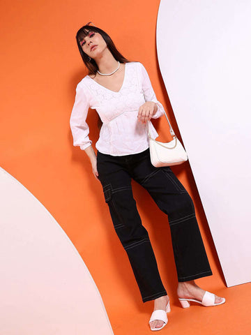 Women's Fit And Flare Empire Waist Top