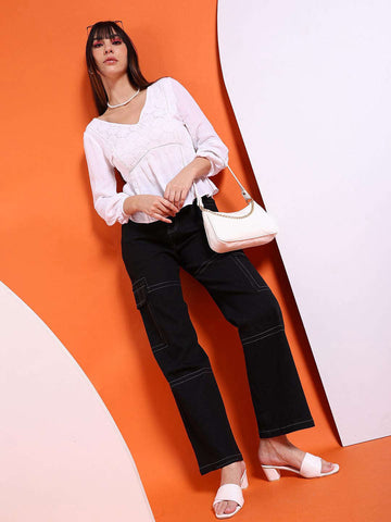 Women's Fit And Flare Empire Waist Top