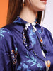 Women's Satin Printed Neck Tie Shirt
