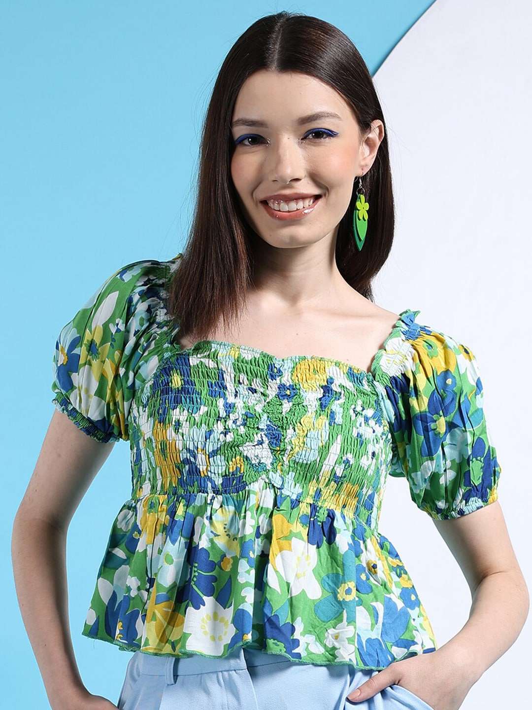 Women's Satin Printed Neck Tie Shirt