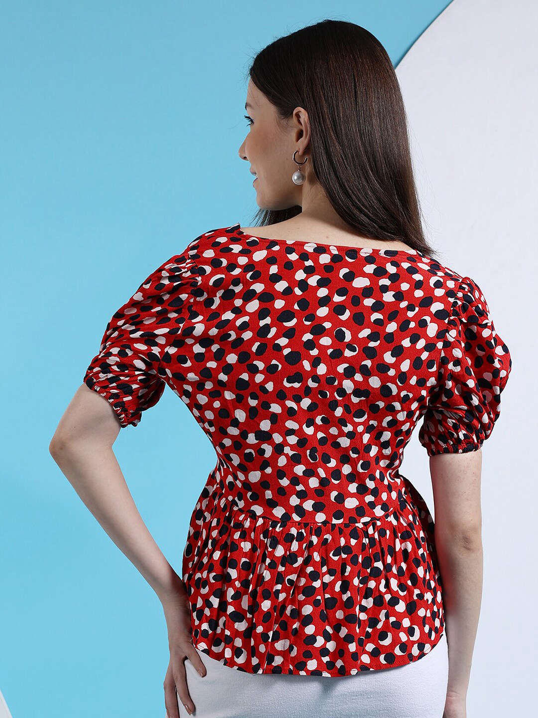 Women's Satin Printed Neck Tie Shirt