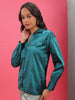 Women's Satin Lapel Collar Shirt