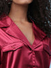 Women's Satin Lapel Collar Shirt