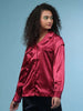 Women's Satin Lapel Collar Shirt