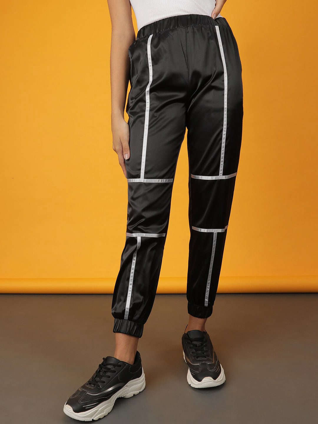Women's Satin Jogger With Contrast Piping