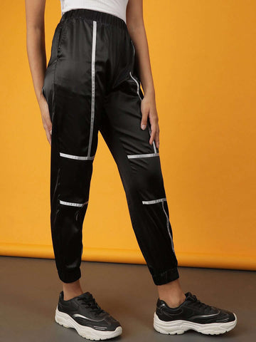 Women's Satin Jogger With Contrast Piping