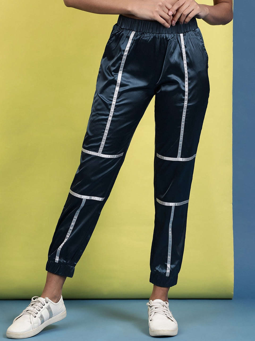 Women's Satin Jogger With Contrast Piping