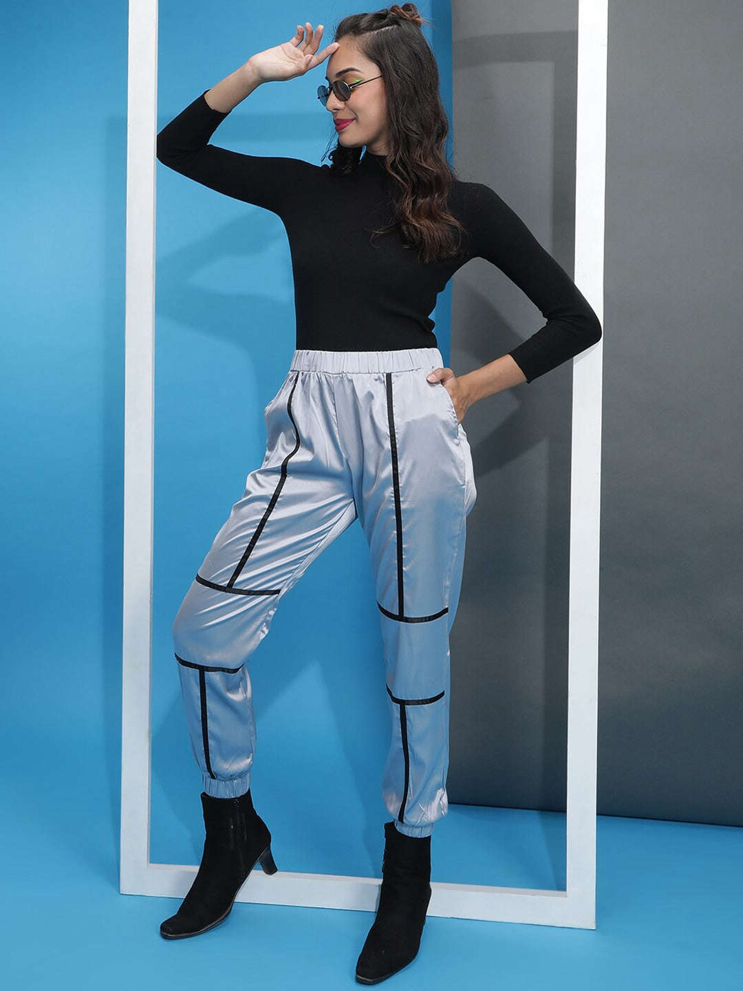 Women's Satin Jogger With Contrast Piping