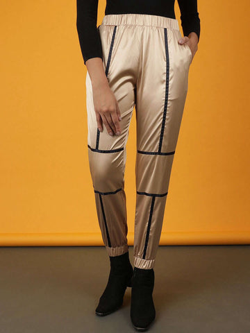 Women's Satin Jogger With Contrast Piping