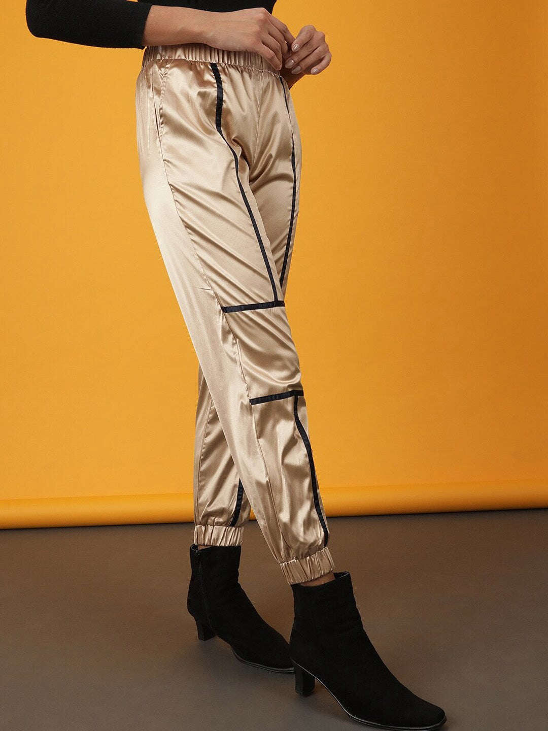 Women's Satin Jogger With Contrast Piping