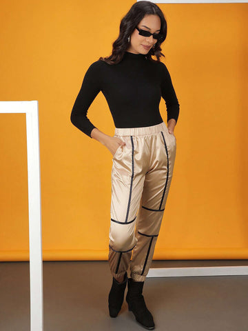 Women's Satin Jogger With Contrast Piping