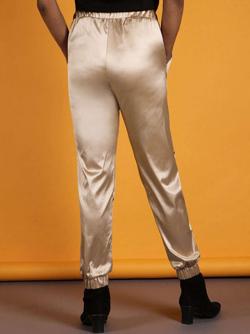 Women's Satin Jogger With Contrast Piping