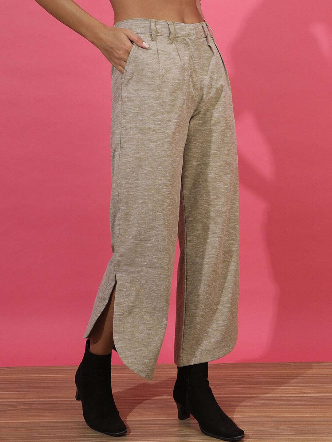 Women's Flare Pants With Curved Hem