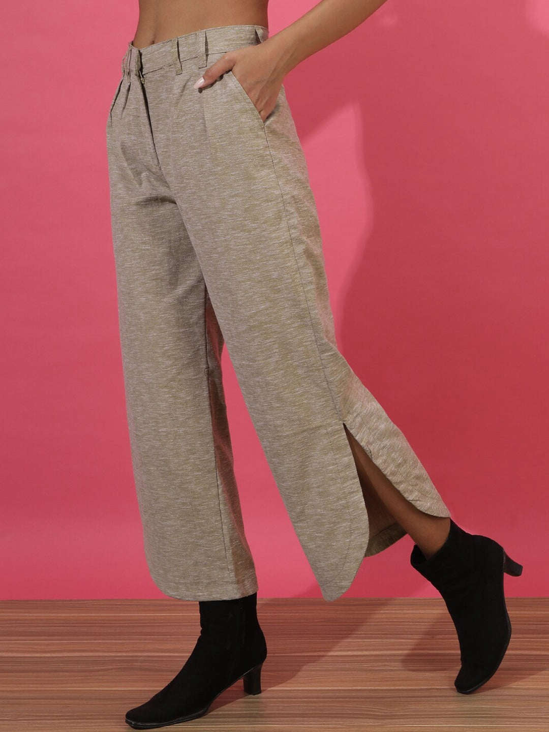 Women's Flare Pants With Curved Hem