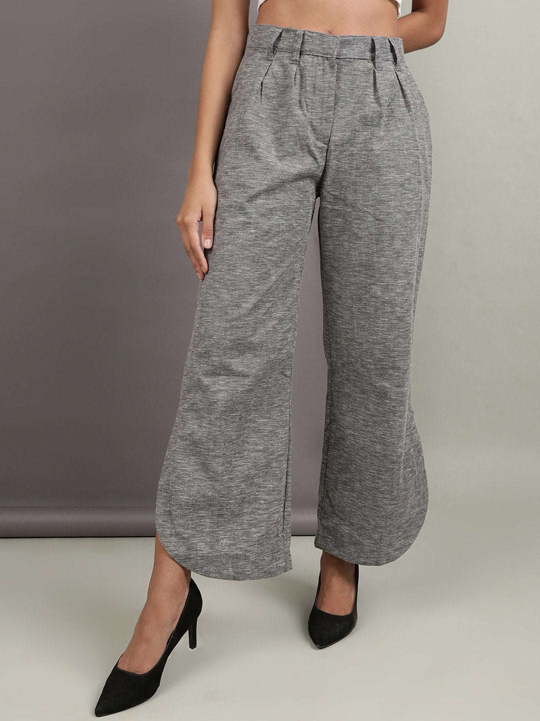 Women's Flare Pants With Curved Hem