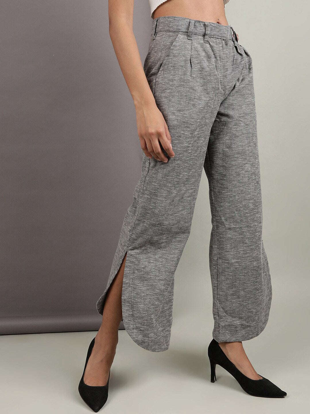 Women's Flare Pants With Curved Hem