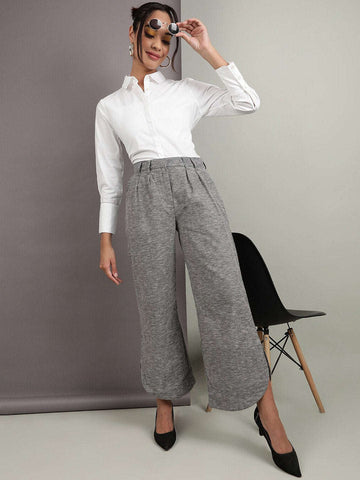 Women's Flare Pants With Curved Hem