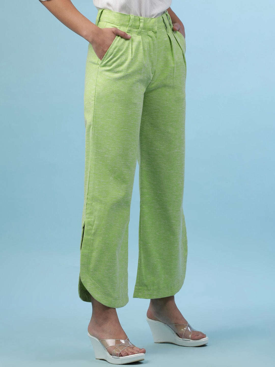 Women's Flare Pants With Curved Hem