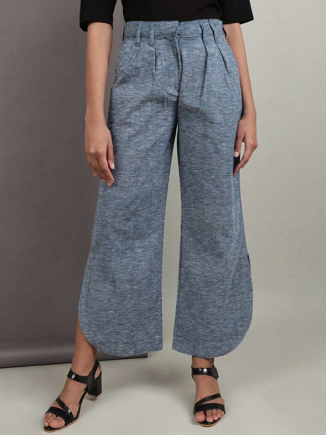 Women's Flare Pants With Curved Hem