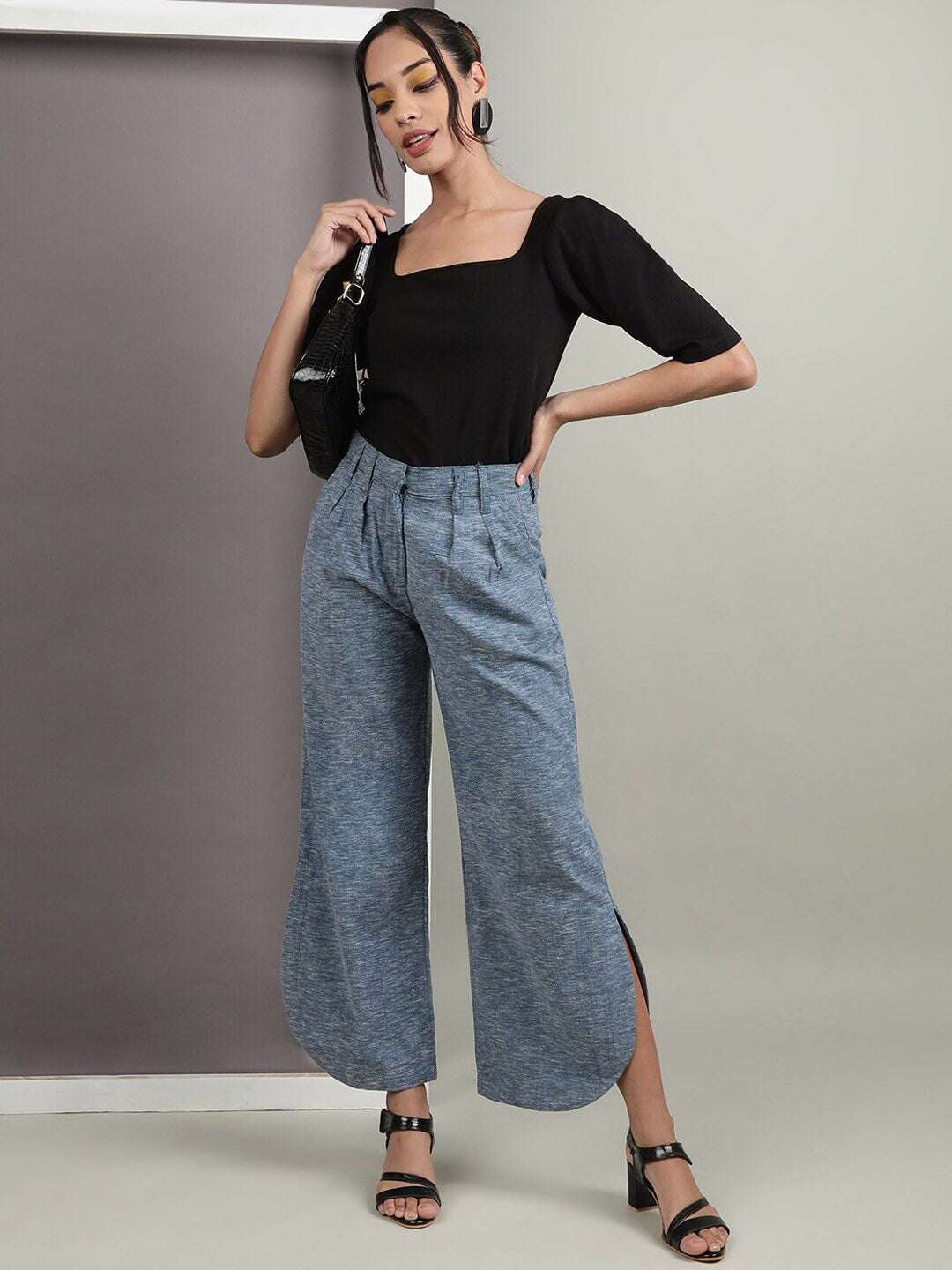 Women's Flare Pants With Curved Hem