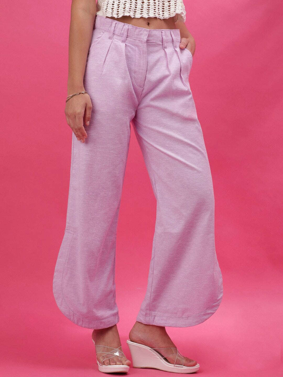 Women's Flare Pants With Curved Hem