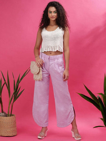 Women's Flare Pants With Curved Hem